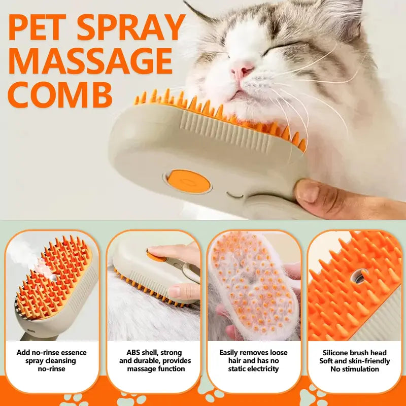 Steam Pet Brush – 3-in-1 Grooming & Hair Removal Comb for Cats & Dogs