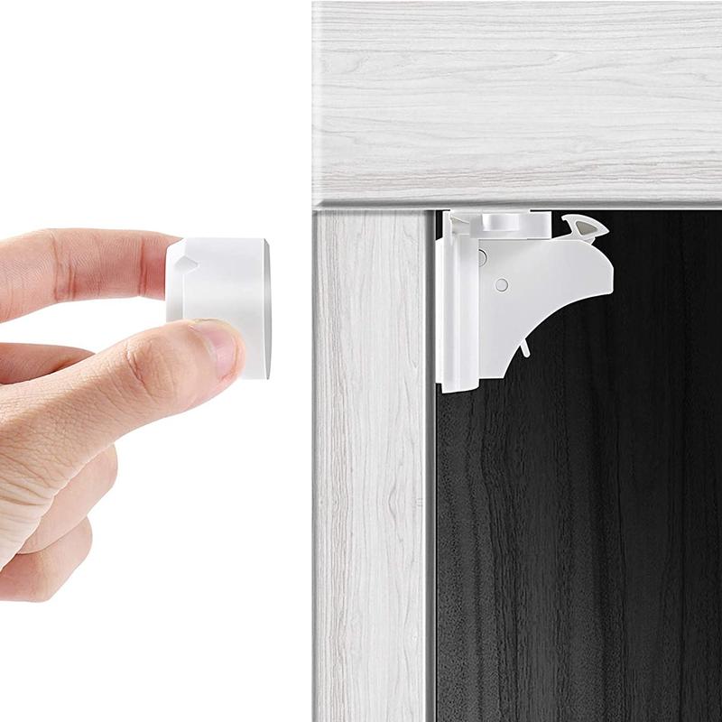 Magnetic Cabinet Locks for Baby Proofing – No Drill Child Safety Latches with Keys
