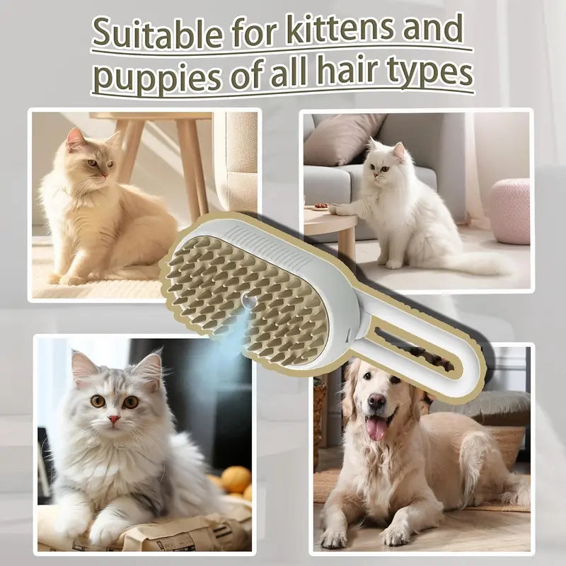 Steam Pet Brush – 3-in-1 Grooming & Hair Removal Comb for Cats & Dogs