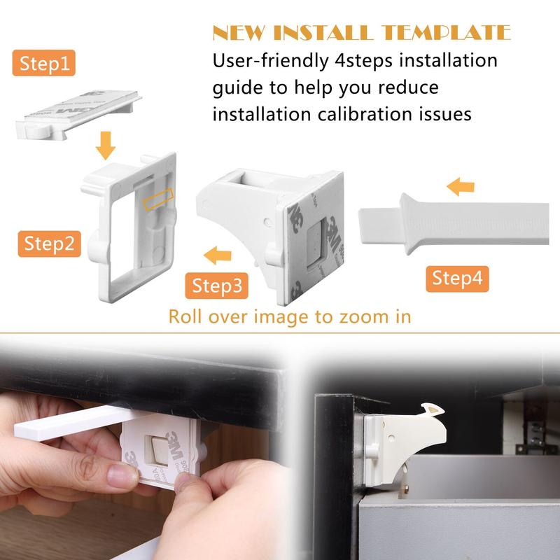 Magnetic Cabinet Locks for Baby Proofing – No Drill Child Safety Latches with Keys