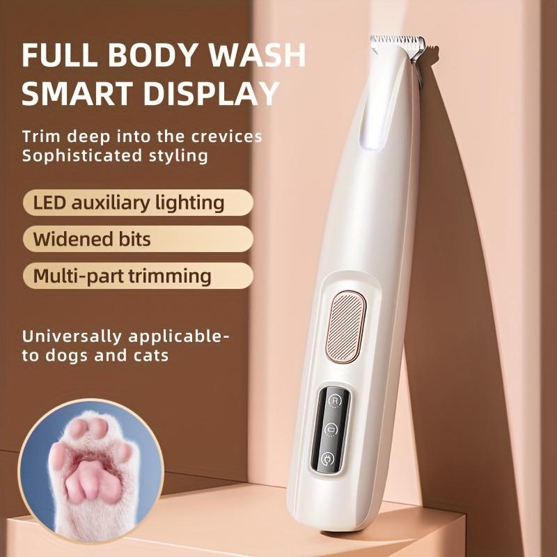 Rechargeable Pet Paw Trimmer – Quiet Cordless Grooming Tool with LED Light
