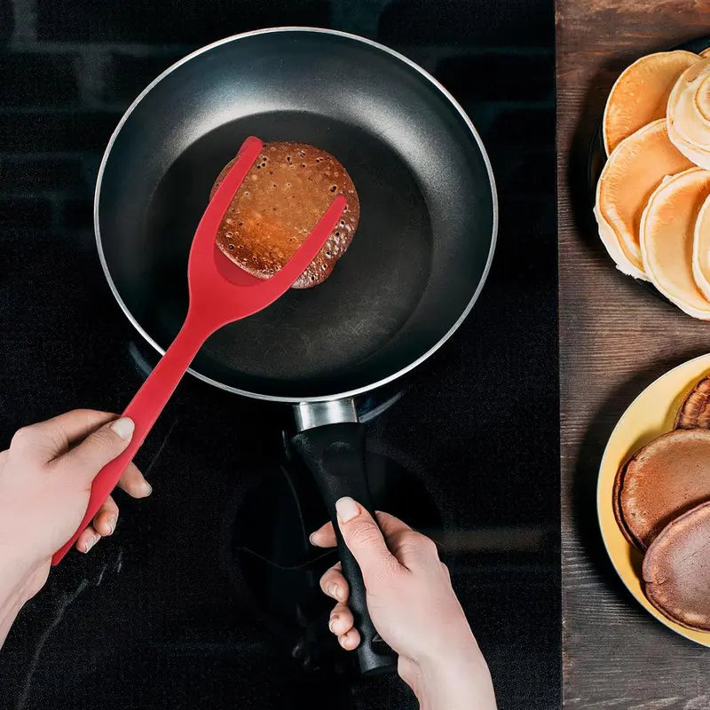 2-in-1 Silicone Spatula Tong – Easy Egg Flipper for Pancakes, Omelets & More
