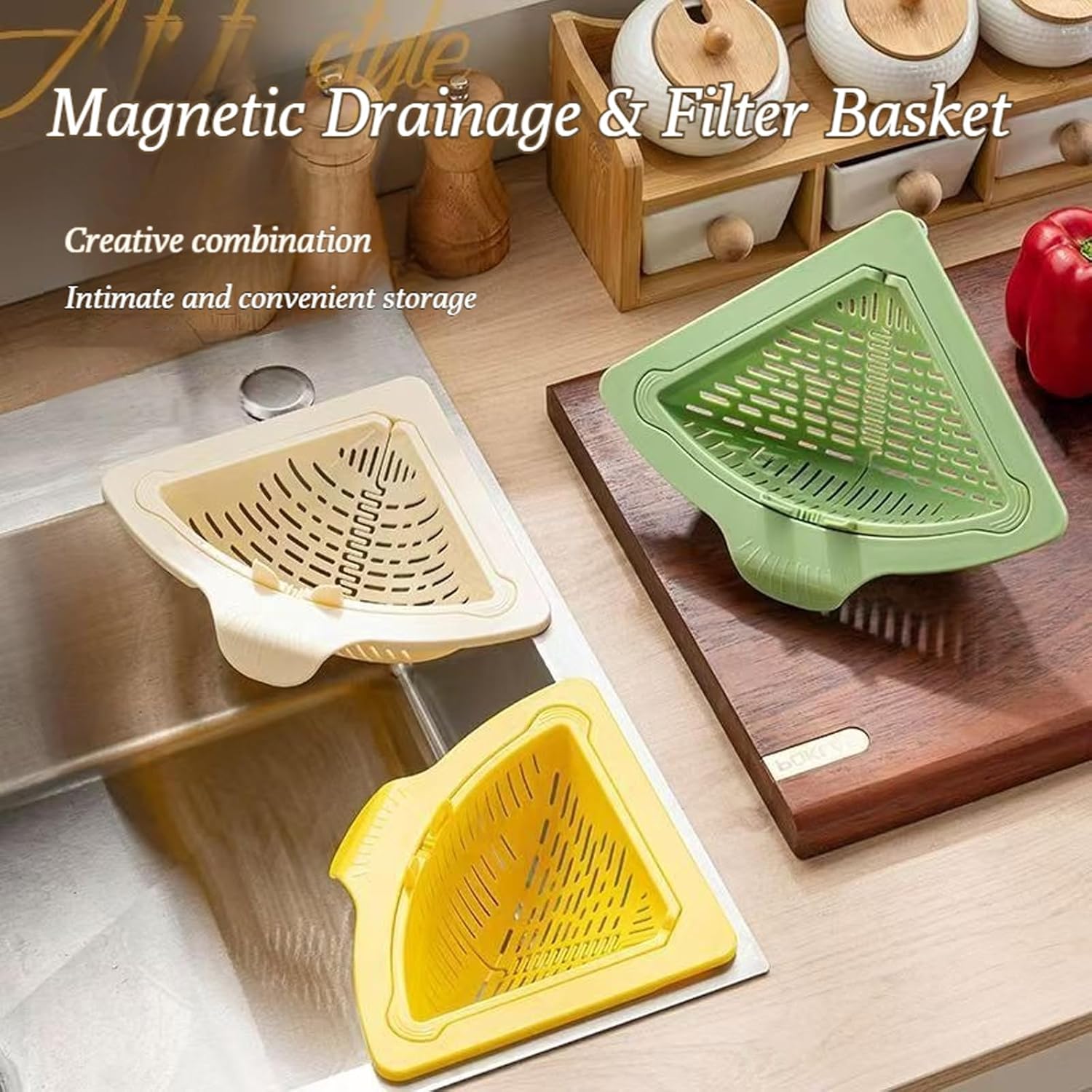 Triangular Sink Draining Basket – Kitchen Strainer & Storage Rack