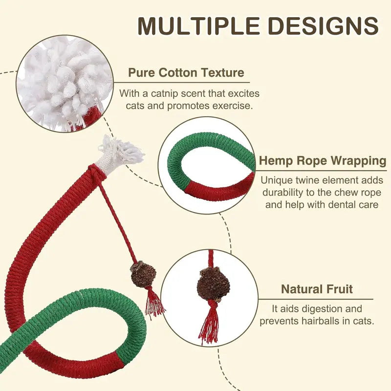 Cat Chew Rope Toys (3-Pack) – Interactive Catnip Toys for Dental Care