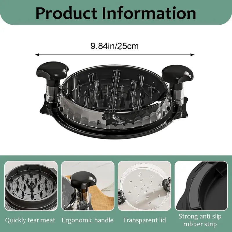 Chicken Breast Shredder Tool – Large Capacity with Visible Lid & Non-Slip Base