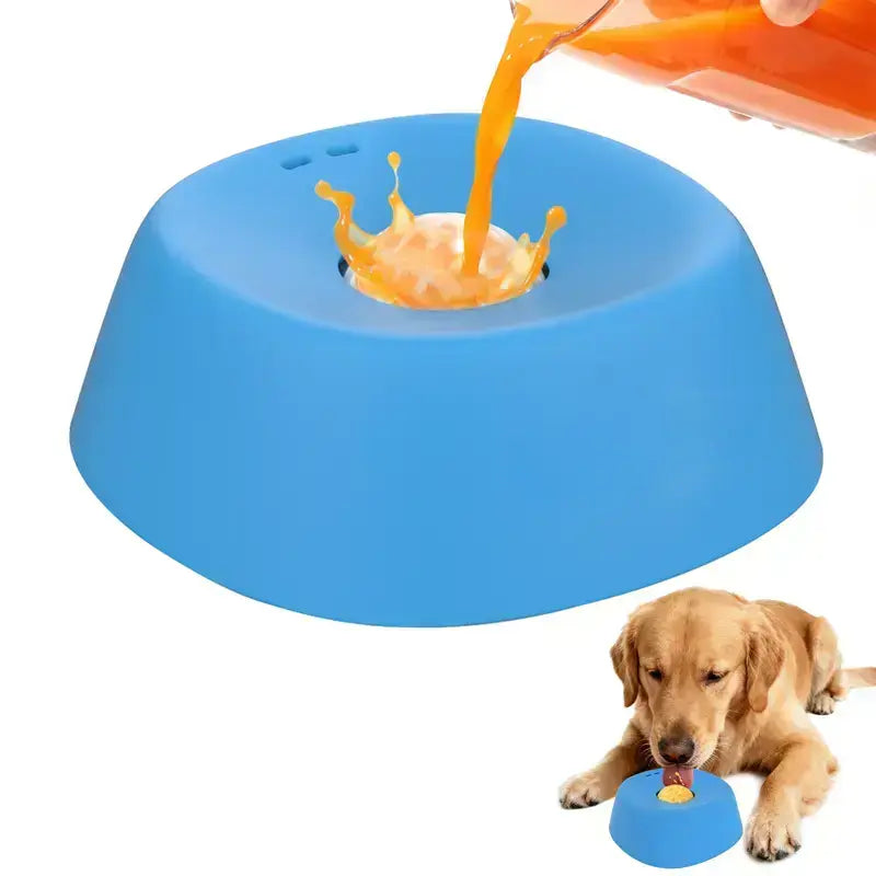Slow Feeder Dog Bowl for Liquid Treats – No Spill Licking Bowl with Rolling Ball