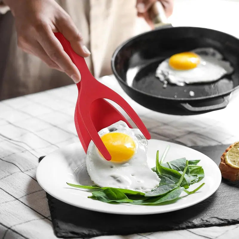 2-in-1 Silicone Spatula Tong – Easy Egg Flipper for Pancakes, Omelets & More