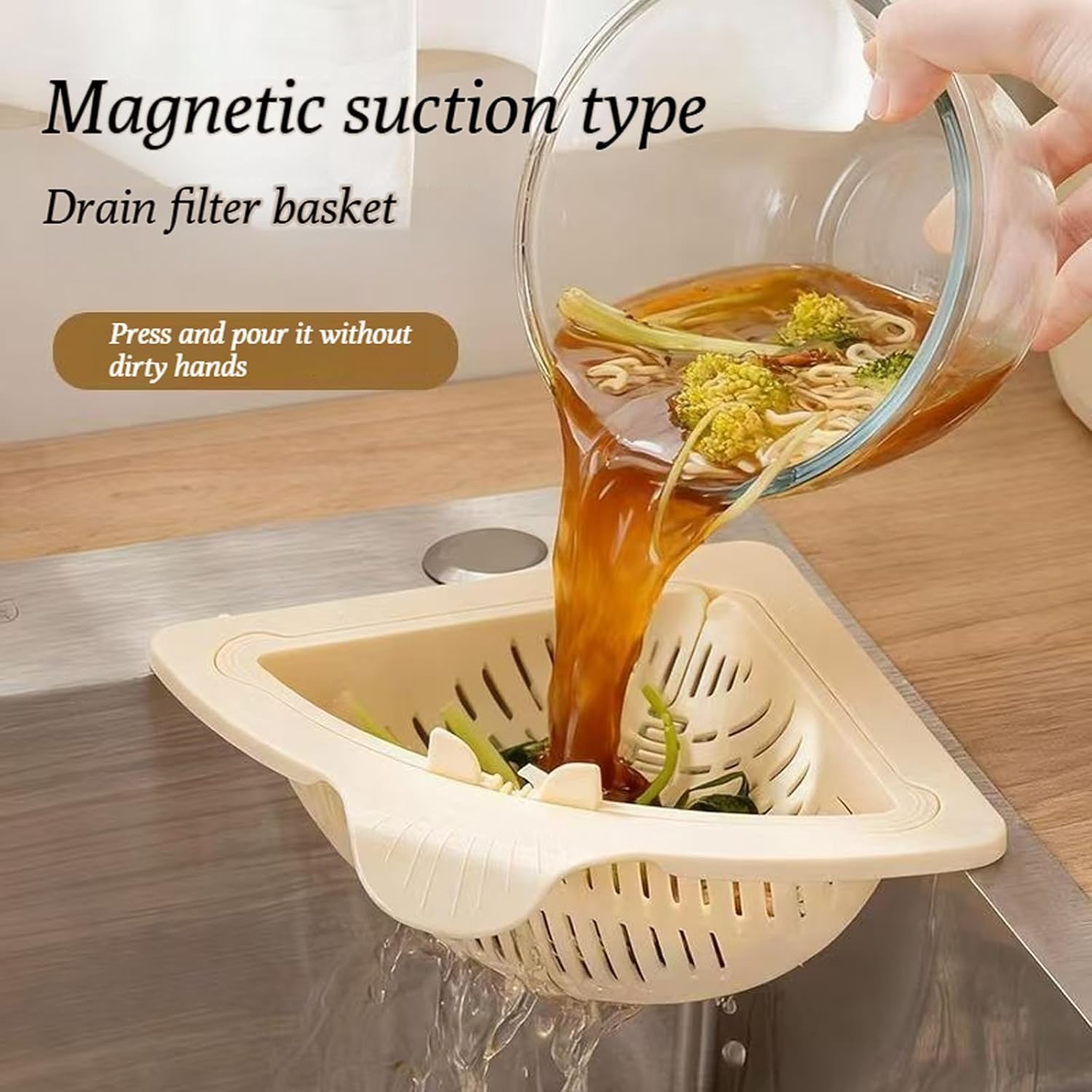 Triangular Sink Draining Basket – Kitchen Strainer & Storage Rack