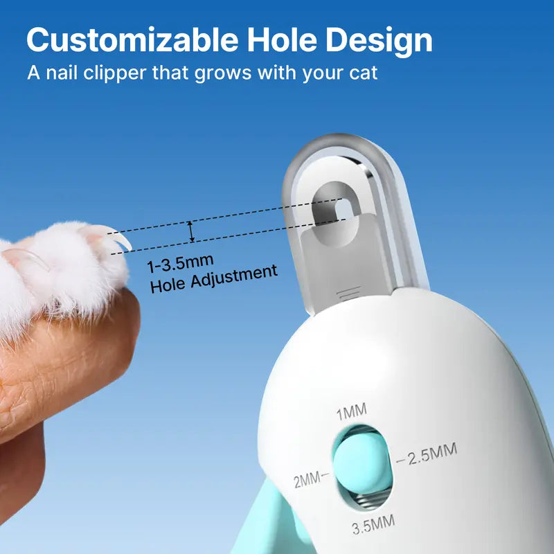 Cat Nail Clipper with Adjustable Trimming Holes – Anti-Splash Grooming Tool