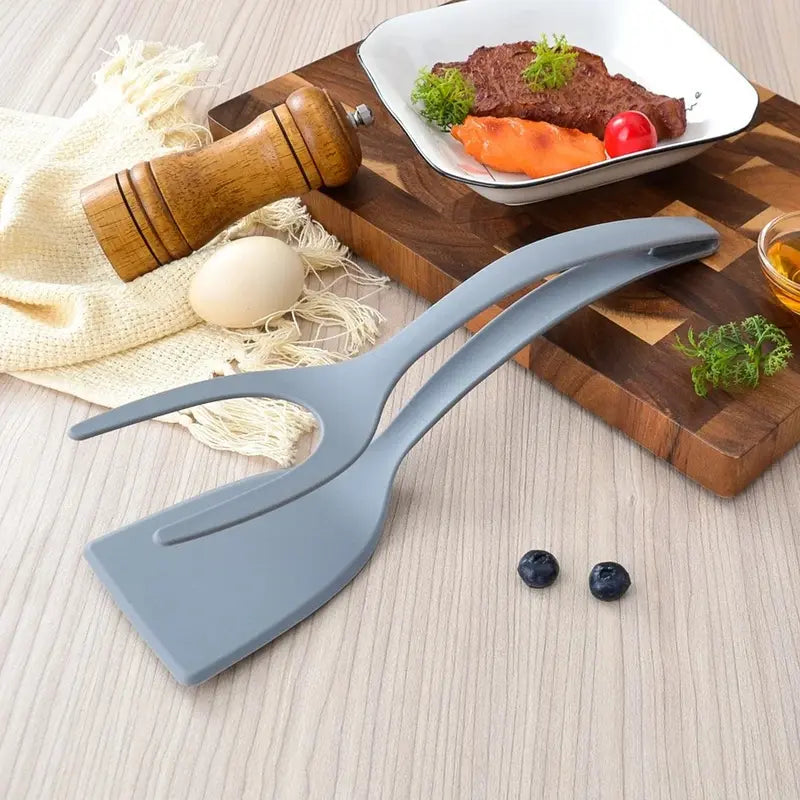 2-in-1 Silicone Spatula Tong – Easy Egg Flipper for Pancakes, Omelets & More