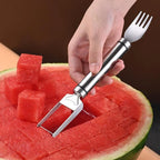 2-in-1 Watermelon Fork Slicer – Stainless Steel Fruit Cutter with Dual Head Design