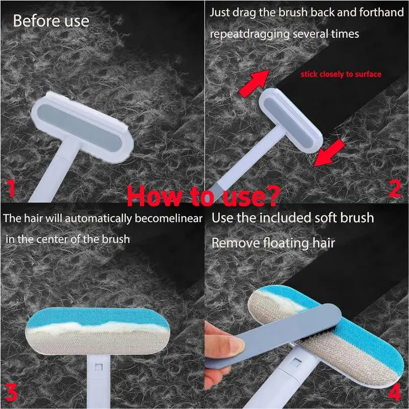 Pet Hair Removal Tool with Long Handle – Lint Squeegee for Furniture & Carpet