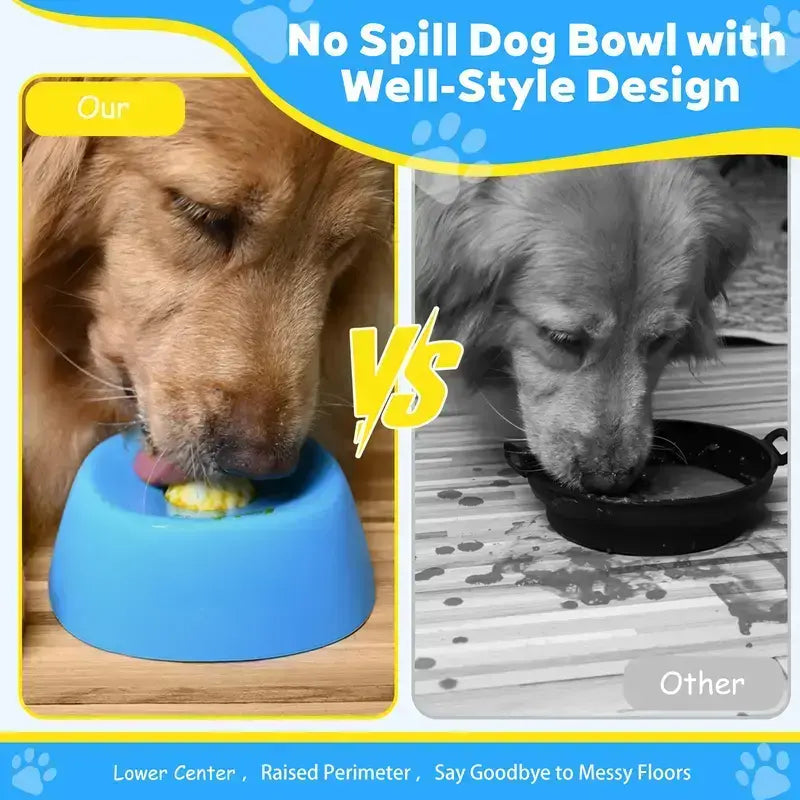 Slow Feeder Dog Bowl for Liquid Treats – No Spill Licking Bowl with Rolling Ball