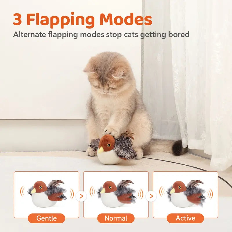 Interactive Flapping Bird Cat Toy – Rechargeable Chirping Toy for Indoor Cats
