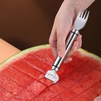 2-in-1 Watermelon Fork Slicer – Stainless Steel Fruit Cutter with Dual Head Design