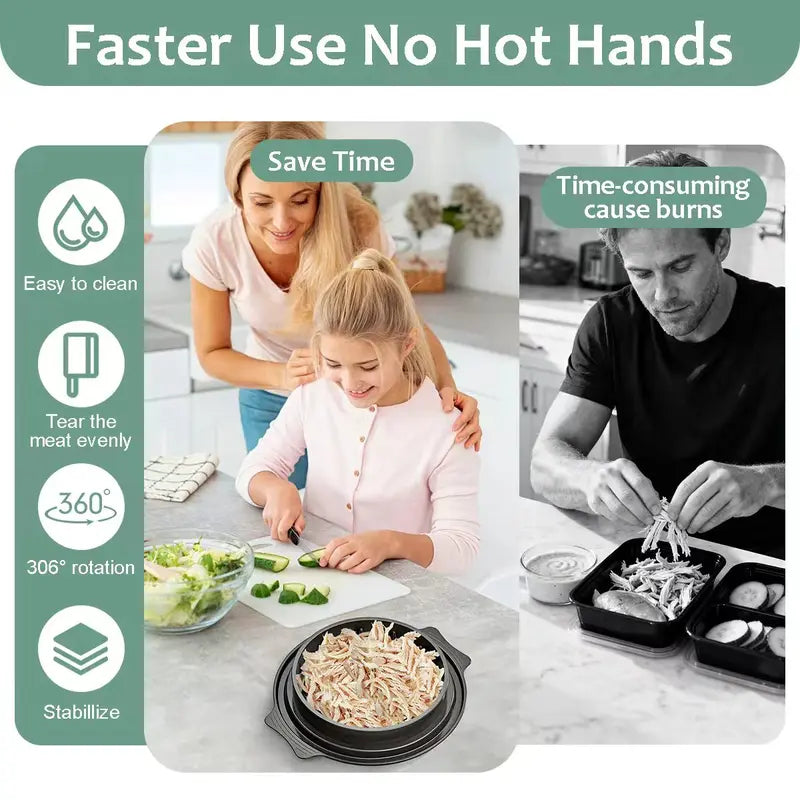 Chicken Breast Shredder Tool – Large Capacity with Visible Lid & Non-Slip Base