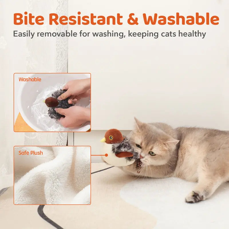 Interactive Flapping Bird Cat Toy – Rechargeable Chirping Toy for Indoor Cats