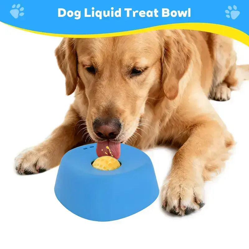 Slow Feeder Dog Bowl for Liquid Treats – No Spill Licking Bowl with Rolling Ball