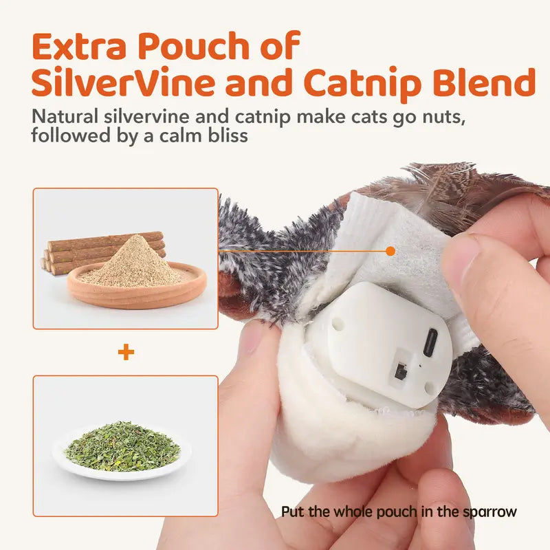 Interactive Flapping Bird Cat Toy – Rechargeable Chirping Toy for Indoor Cats