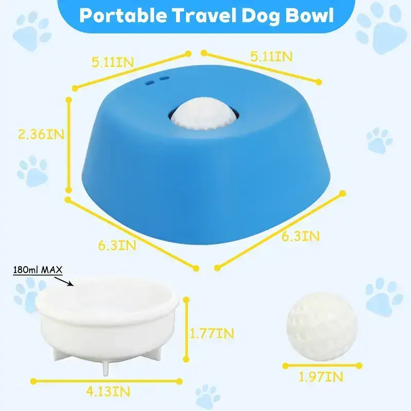 Slow Feeder Dog Bowl for Liquid Treats – No Spill Licking Bowl with Rolling Ball