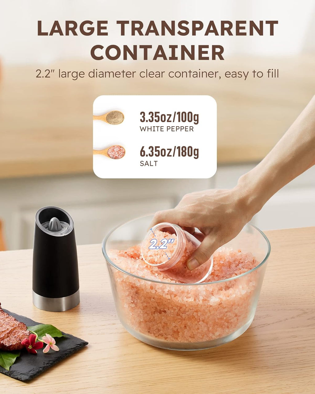 Electric Salt & Pepper Grinder Set – Adjustable Coarseness with LED Light