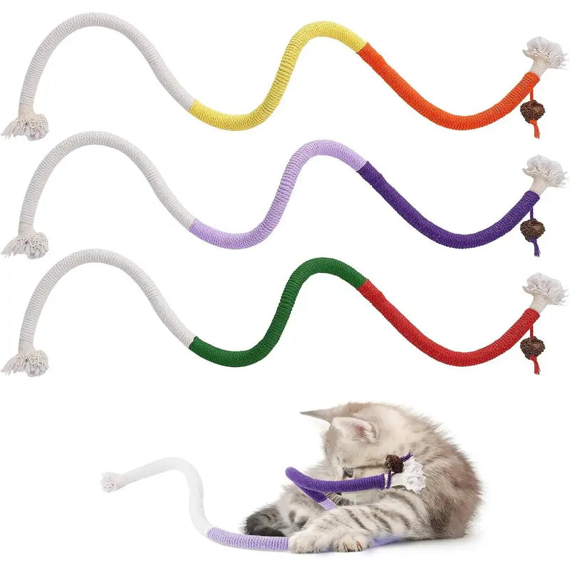 Cat Chew Rope Toys (3-Pack) – Interactive Catnip Toys for Dental Care