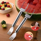 2-in-1 Watermelon Fork Slicer – Stainless Steel Fruit Cutter with Dual Head Design