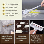 Pet Hair Removal Tool with Long Handle – Lint Squeegee for Furniture & Carpet