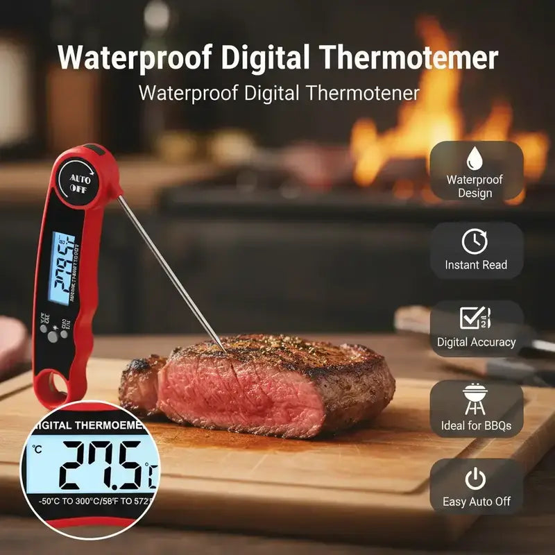 Digital Meat Thermometer – Instant Read Waterproof Kitchen Thermometer