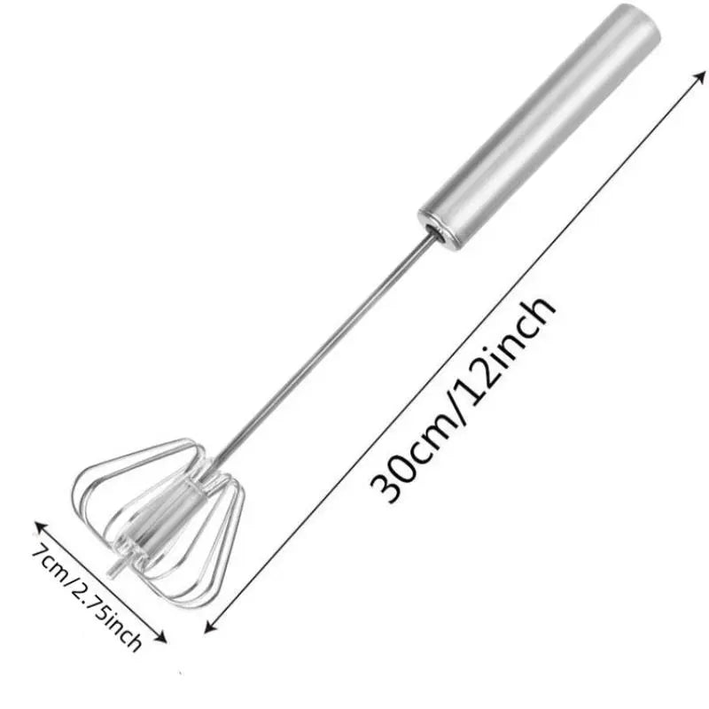 Stainless Steel Handheld Egg Beater – Semi-Automatic Whisk for Eggs & Milk Foam