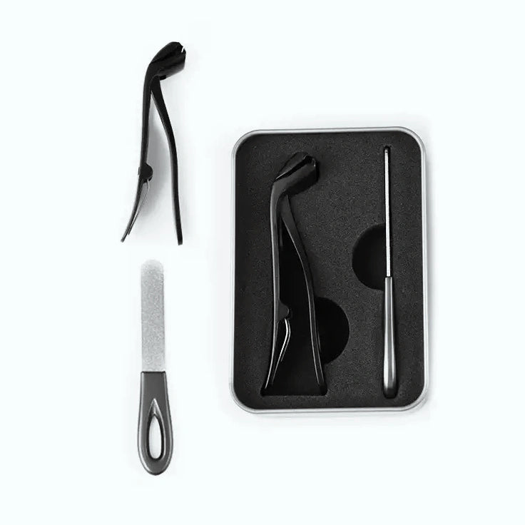 Professional black toenail clipper set for thick toenails and home pedicure care
