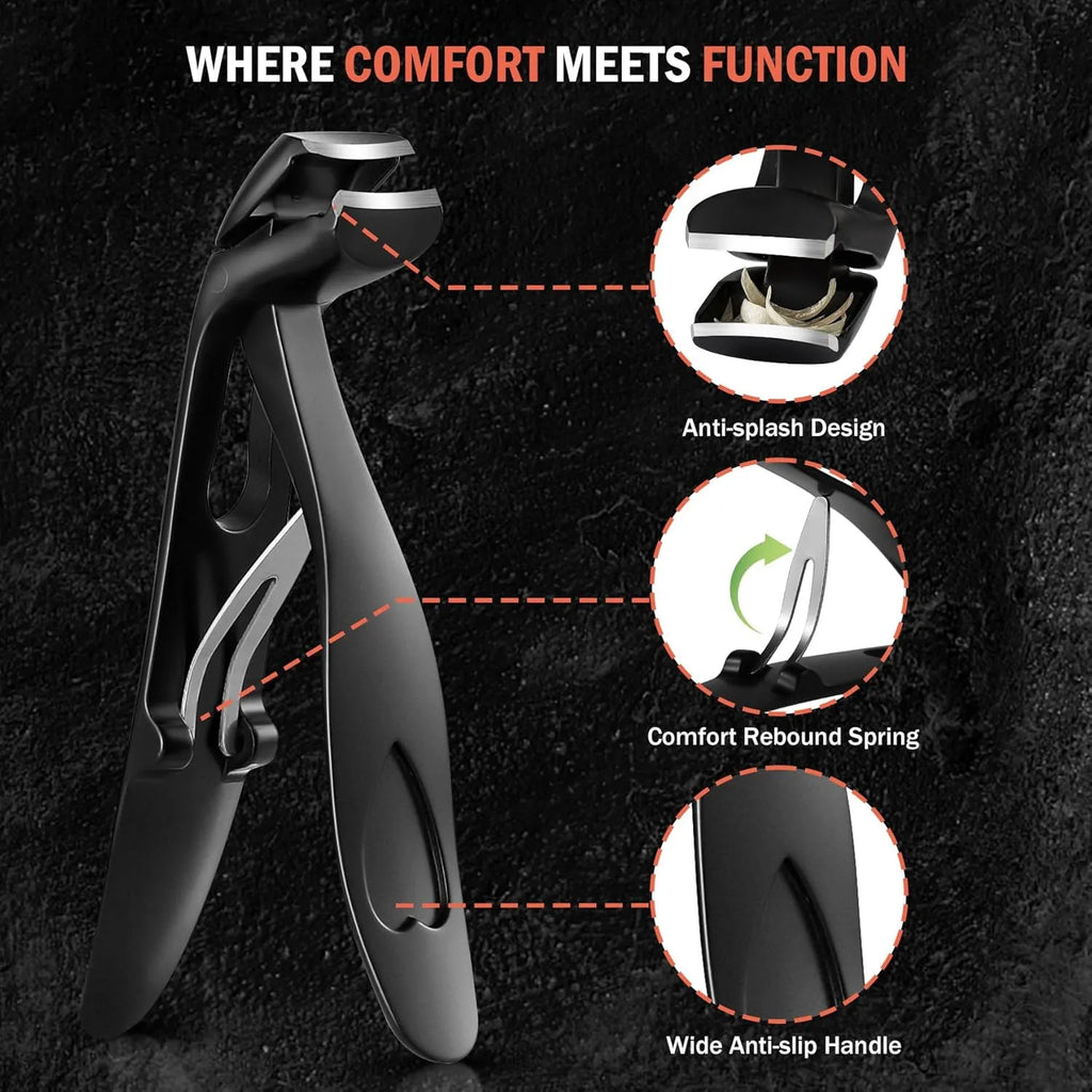 Anti-splash toenail clipper with catcher for clean and mess free nail trimming