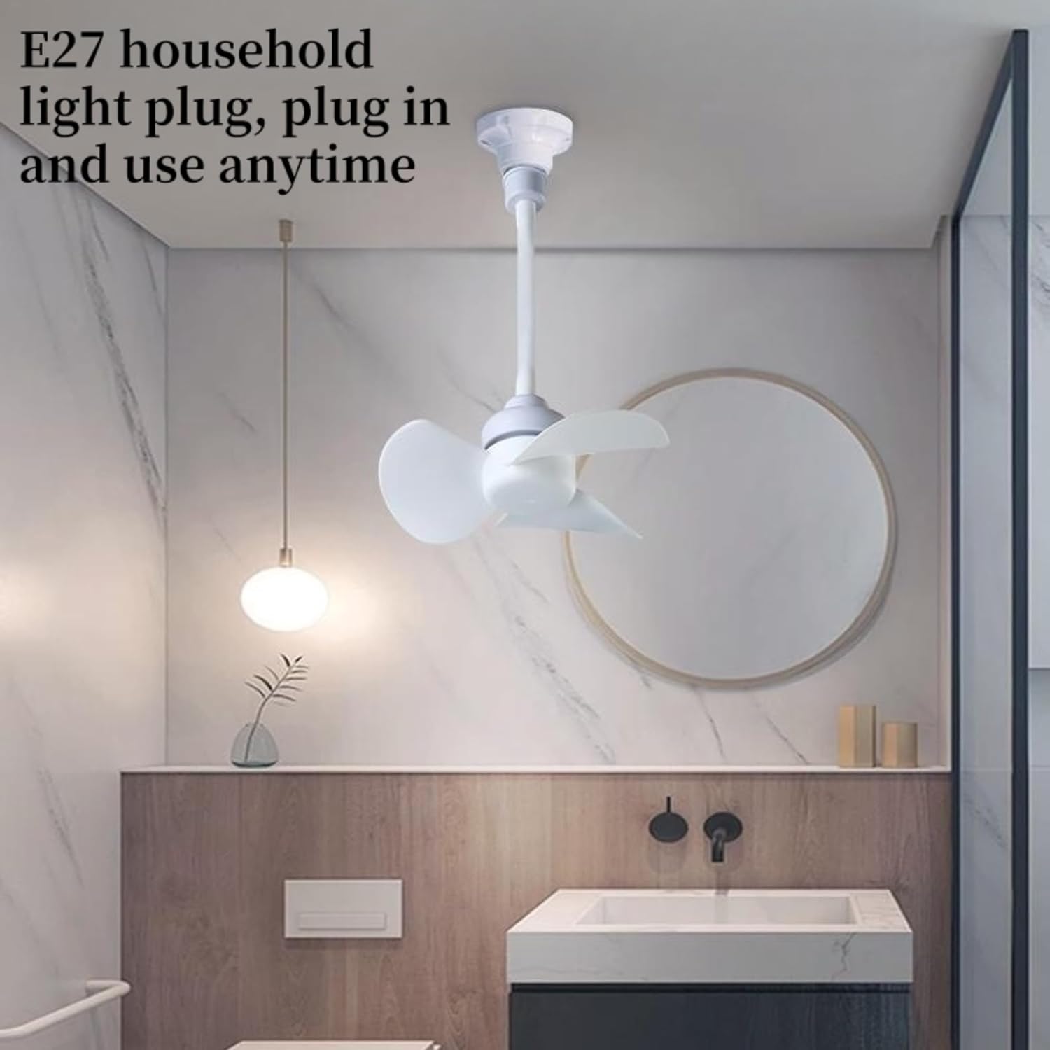 Compact E27 electric fan for office desk bathroom kitchen and dormitory cooling